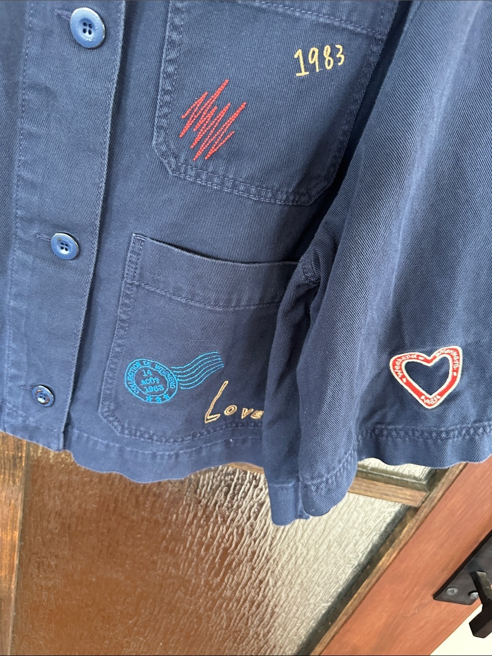 Weekend Max Mara Navy Embroidered Utility Cropped Jacket size 10. - Picture 11 of 15